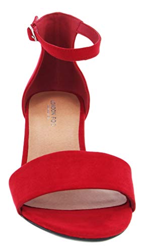 Image of LONDON FOG Women's Nikki Low Two Piece Block Heel Dress Shoe Ladies Ankle Strap Pump Sandal