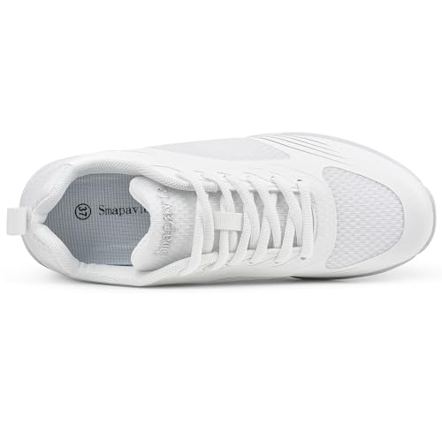 Image of Cheer Shoes for Youth Girls White Cheerleading Athletic Dance Shoes Tennis Sneakers for Competition Sport Training