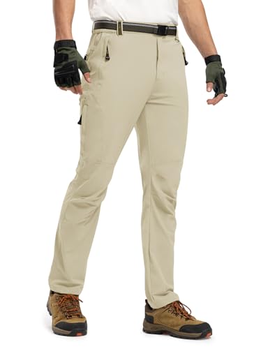 TBMPOY Men's Lightweight Hiking Pants Quick Dry Mountain Fishing Camping Travel Outdoor Pants Thin Creamy White XL