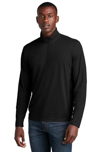 SPORT-TEK PosiCharge Tri-Blend Wicking 1/4-Zip Pullover ST407, Black Triad Solid, X-Large