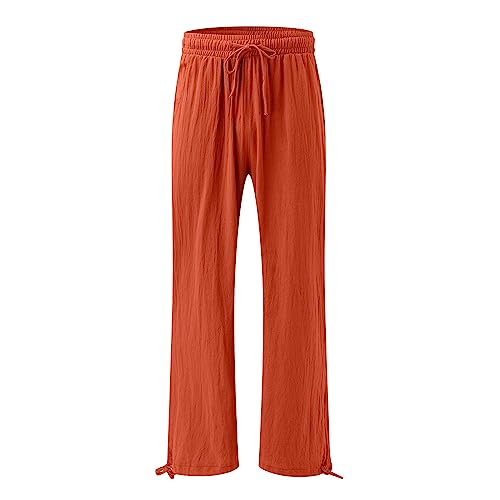 Wide Leg Linen Pants for Women Casual High Waisted Palazzo Pants Lightweight Summer Flowy Beach Trousers with Pockets3