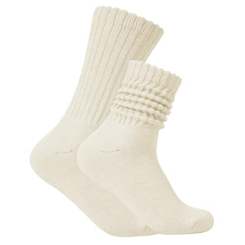 American Trends Crew Socks for Women Casual Scrunch Retro Crew Socks Solid Color Stacked Tube Socks