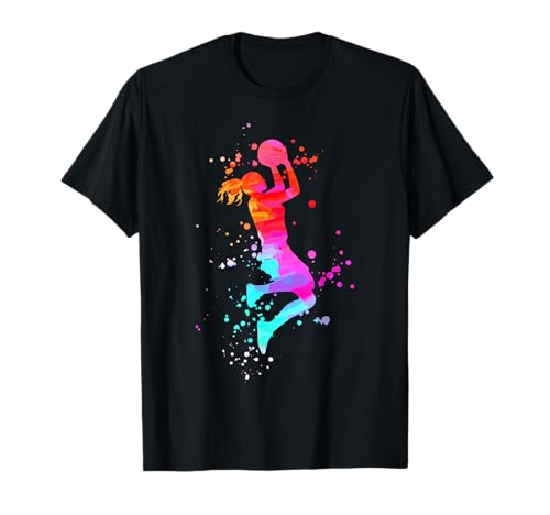 Basketballerin Wasserfarbe Basketball Mädchen Damen Kinder T-Shirt