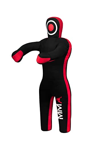 Lisaro Judo Dummy Schnuller Gr. 130/145/160/170cm | Box-Dummies | Canvac | schwarz-rot | UNGEFÜLLT | hängend | Grappling Dummy (145cm)