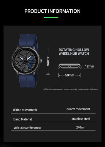 Image of Shocknshop RevolveX Rotating Hollow Wheel Hub Creative Fashion Analog Silicone Magnetic Strap Wrist Watch for Men Boys -WCH368