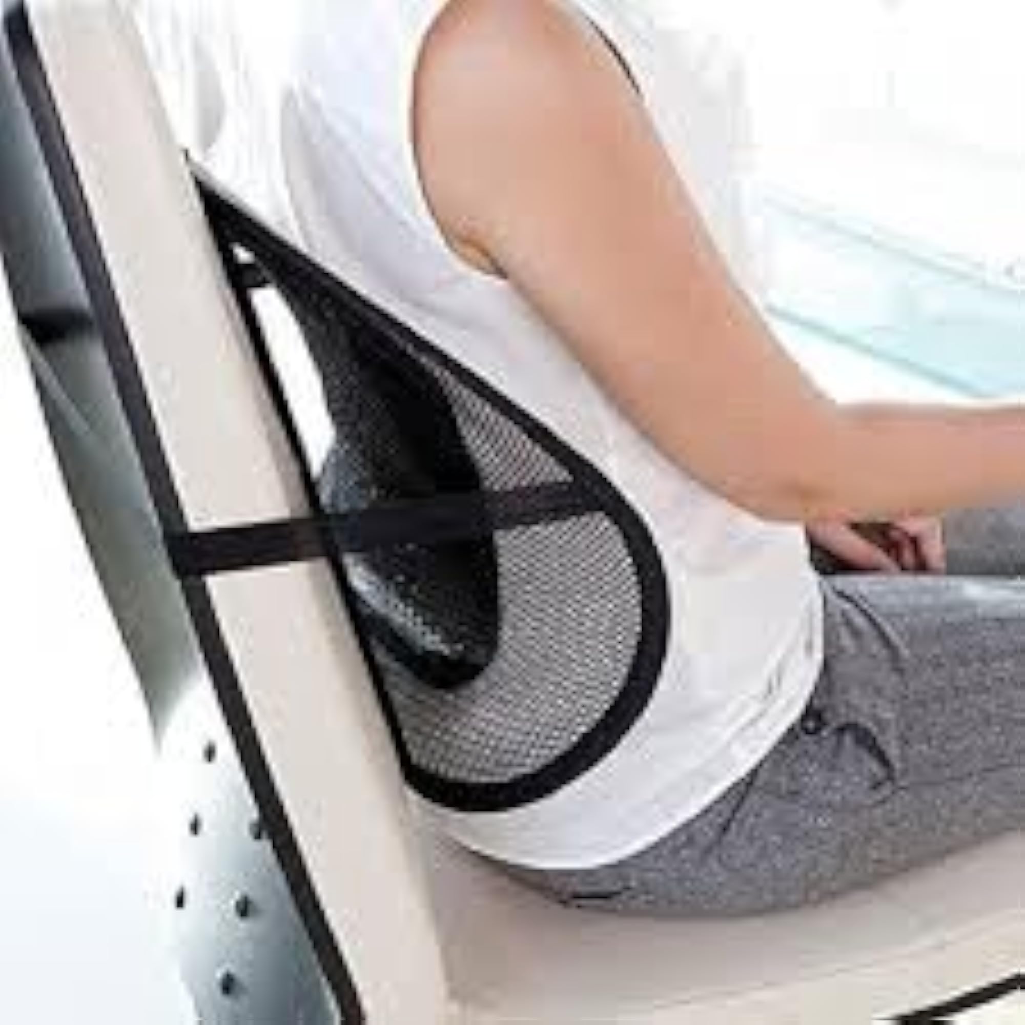 Car Back Rest with Lumbar Support Mesh Cushion Pad