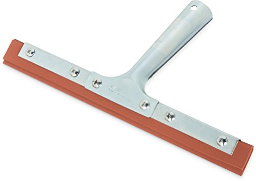 Image of Carlisle FoodService Products 4007300 Rubber Professional Double Blade Squeegee with Zinc Plated Steel Handle, 10 inch Blade Size, Red (Case of 12)