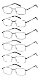 HIGHLIKE 6-Pack Reading Glasses Men, Women Metal Stainless Flex Readers with Soft Cases, Clear Lens Blue Light Glasses, 3 Black 3 Gunmetal 1.25 x