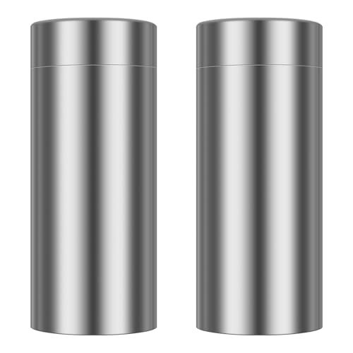 Deuson Juego de 2 saleros y pimenteros de acero inoxidable, dispensador de especias de boca ancha, dispensador de pimienta suave, práctico salero y pimentero para cocinar en el hogar (2, negro)