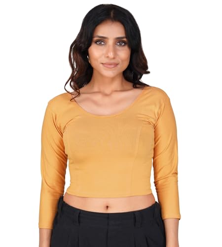 Image of Fressia Fabrics Women's Cotton Readymade Saree Blouse Stretchable Crop Top Choli Bustier Top