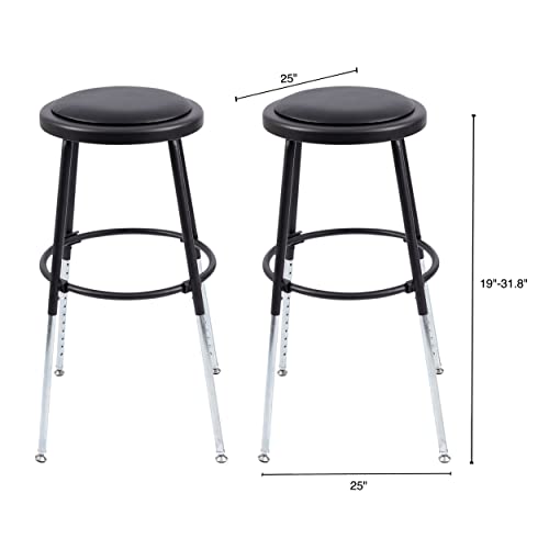 Image of Stand Up Desk Store Stackable Adjustable-Height Classroom Office Workstation Stool (Black, 2 Pack)