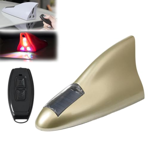 GINTBN - Antenne aileron de requin à énergie solaire, lumière arrière LED avec télécommande, étanche pour décoration d'antenne de voiture, lumière décorative de voiture, pièces de modification