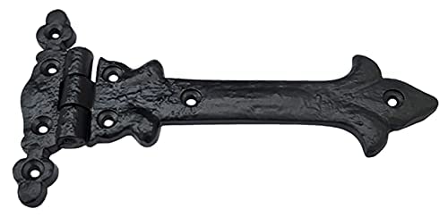Image of Adonai Hardware Adonijah Antique Cast Iron Strap T Hinge (6 inch X 2 Pack, Matte Black) for Barn Doors, Gates, Kitchen Cabinets, Sheds, Wooden Box, Furniture, Cedar Chest and Trunks