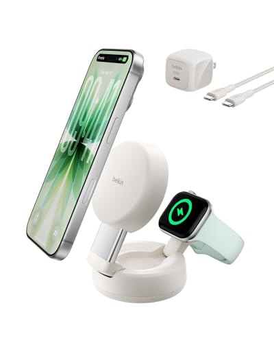 �yAmazon.co.jp����zBelkin 25W Qi2 2-in-1 ���C�����X�[�d�X�^���h MagSafe �}�O�Z�[�t �}���[�d iPhone17,16�`12 Apple watch �A�b�v���E�H�b�`�Ή� �T���h WIZ043dqSD-A