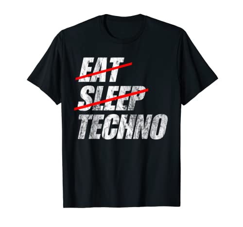 Eat Sleep Techno para festivales divertidos, fiestas y clubes. Camiseta