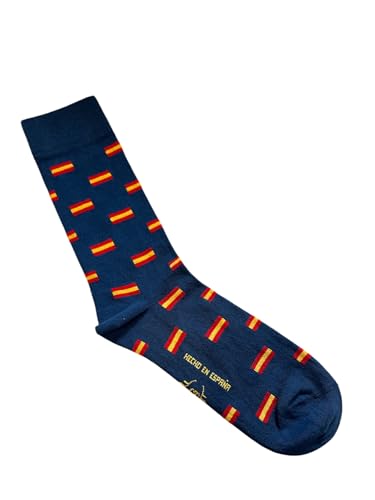 Calcetines con Bandera de España   Fabricado en España (FR/ES, Números, 36, 40, Regular, Regular, Azul Bandera España)