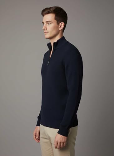 Image of Men's Full Sleeve Winter Wool Half Zipper Pullover Sweater