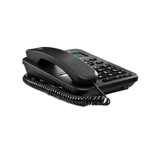 Motorola Voice – CT202 Schnurgebundenes Telefon, 10 Speichertasten, Freisprecheinrichtung, Wartemusik, Anrufer-ID, Wahlwiederholung der letzten Nummer – Schwarz