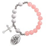 Gatuida Pulsera de Cruz de Caravaca para Mujer Cuentas de Vidrio y Aleación, Resistente a Desvanecerse y Romperse, Joya Encantadora Adecuado para Navidad y Día Madre