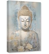 CXHOSTENT Buddha Canvas Wall Art Zen Wall Decor Vintage Buddha Statue Lotus Pictures Painting Mod...