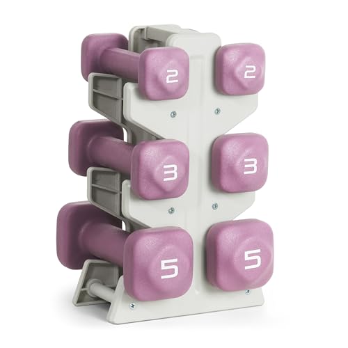 Image of Tone Fitness Neoprene Dumbbell Set with Storage Rack - Non-Slip, Anti-Roll Hand Weights for Home Gym Workouts | 20 lb, 32 lb, 50 lb, 60 lb & 100 lb Options