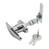 EasyByMall T-Griff-Schloss-Set aus Zinklegierung mit Schlüsseln für LKW-Kappe, Camper-Muschel und Garagentor, sichere Wohnmobilbefestigung, Silber