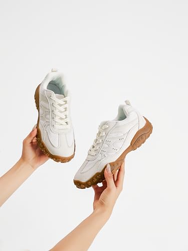 Women's Fashion Platform Shoes - Breathable Comfortable Thick Sole Walking Shoes - Mesh Casual Lace-up Training Shoes 5