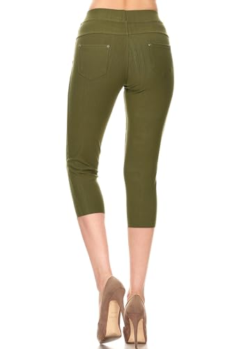 Image of Leggings Depot Women's Cotton Blend Stretch Pull-on Jeggings Casual Pants with Pockets (Available in Plus Size)