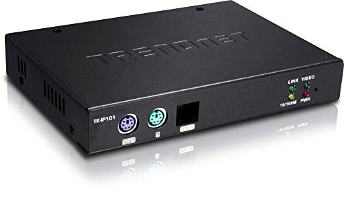 TRENDnet 1-Port KVM Switch Over IP, Centralized Management, 1600x1200 Resolution, Ethernet RJ-45, Serial PPP, Windows, KVM Switches, BIOS, GUI, TK-IP101,Black