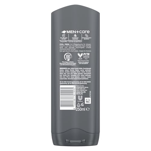Dove Men+Care 3-in-1 Duschgel Cool Fresh Duschbad für Körper, Gesicht und Haar mit 24 Stunden Pflege Effekt 6x 250 ml