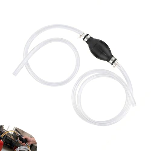Tragbare Benzinpumpe Handpumpe 1M Schlauch Absaugpumpe Kraftstoffpumpe Multifunktions Flüssigkeitssauger mit 2 Metallklammer Universal Transferpumpe für Benzine Diesel Öl Wasser Auto Boot Motorrad