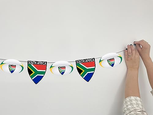 AK Giftshop South Africa Rugby Flag Ball Bunting Party Decorations - 12pcs / 2.5m Ribbon