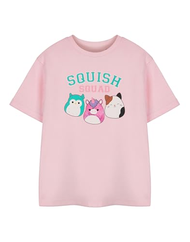 Squishmallows Squad Girls Pink Short Sleeve T-Shirt | Cute Squad Graphic Tee for Kids | Adorable Plush Toy Characters