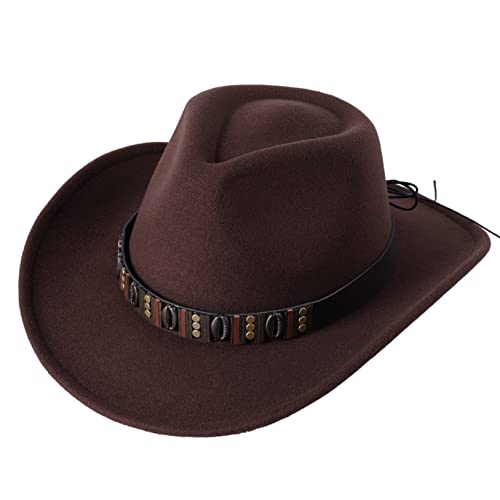 White Cowboy Hat For Women Men Vintage Western Wool Felt Cowgirl Hat Autumn Winter Keep Warm Wide Brim Outback Hat #TOP3