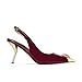 ZJGZF Burgundy Women Slingback Sandals Stiletto Pumps Metal Kitten Heels Pointed Closed Toe Heeled Sandals Fashion Party Wedding Shoes with Crystals