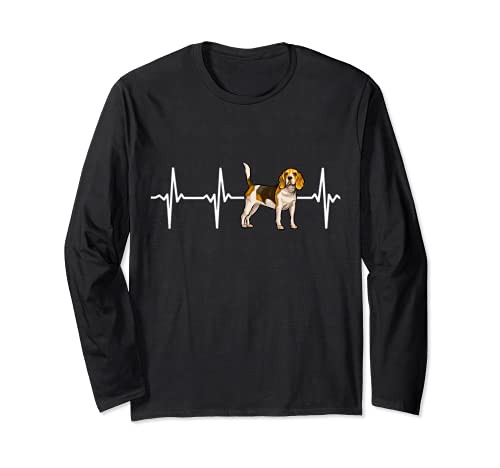 Beagle Heartbeat Love My Dog Long Sleeve T-Shirt, Black