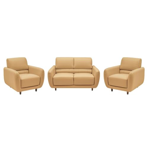 Image of Wakefit Sofa Set | 5 Year Warranty | Sofa 4 Seater, 4 Seater Sofa for Living Room, Wooden Sofa Set, Sofa Set 2+1+1 Seater - Solomon(Robin : Ivory)