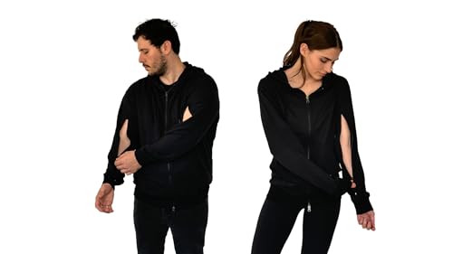 USBD Dialysis Hoodie with Arm Zipper Port Access Midweight Cotton Hooded Sweatshirt with Side Pockets Hemodialysis Patients