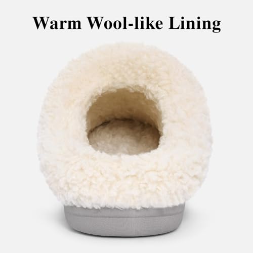 Image of Evshine Warm Knit House Slippers for Women Comfy Wool-Like Lined Chenille Slippers with Memory Foam and Indoor Outdoor Soles