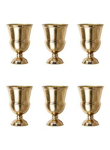 Serene Spaces Living Decorative Vase Urn, Vases for Centerpieces, Metal Vase Use for Home Decor, Wedding, Parties, Floral Arrangements (Small - Pack of 6 (Gold))