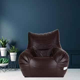 GUNJ Jumbo Arm Chair Bean Bag Cover (Without Beans) (Brown) Price In India