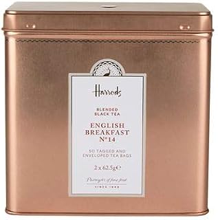 Harrods of London England No.14 English Breakfast Tea Tin 50 Tea Bags