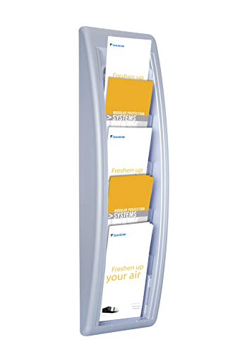 Fast Paper 710793 Quick Fit Literature Holder Wall-Mount 5 x 1/3xA4 Pocket W181xD95xH650mm Aluminium Ref 4062.35