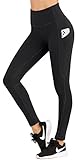 IUGA Leggings with Pockets for Women High Waisted Yoga Pants for Women Butt Lifting Workout Leggings for Women with 4 Pockets Black