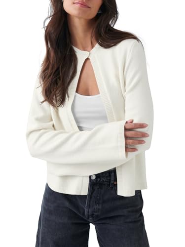 Saodimallsu Womens Lightweight Cardigans Open Front Long Sleeve One Button Casual Crewneck Loose Knit Shrug Sweater