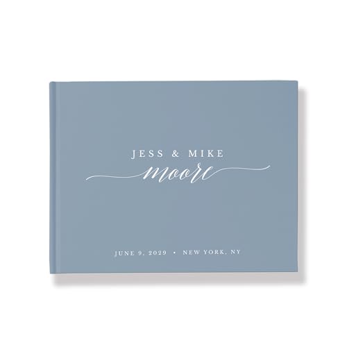 Personalized Dusty Blue Wedding Guest Book – Elegant Custom Keepsake for Modern Couples, Color Choices Available