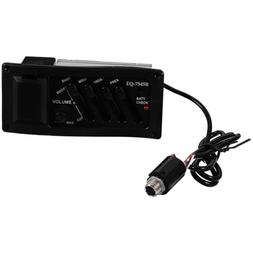 Kisangel Guitar Pickup Equalizer 4 Band Eq Pickup for Guitar Preamp Volume Tone Control Noise- Sound Battery Indicator