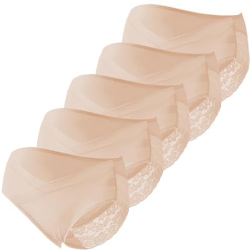 ZESLIV 5-pack graviditetsslip för gravida kvinnor mammamode trosor graviditetstrosor postpartum kalsonger, Hudfärg, L