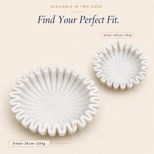 Image of Marble Urli Bowl for Home Decor | Handcrafted Floating Bowl, Decorative Centerpiece for Living Room, Luxury Stone Urli Dish, Pooja Decor & Festive Gift Item (Ruffle Urli /9 Inch)