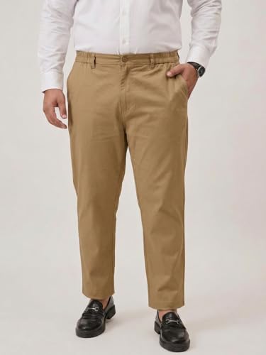 Image of Plus Size Men Stretchable Chino Pants Pure Cotton Casual Trousers for Men